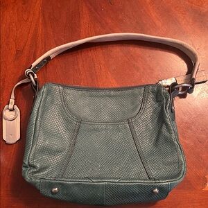 Chic Teal Leather Shoulder Bag